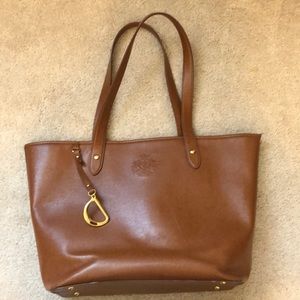 Ralph Lauren Cognac Leather Tote